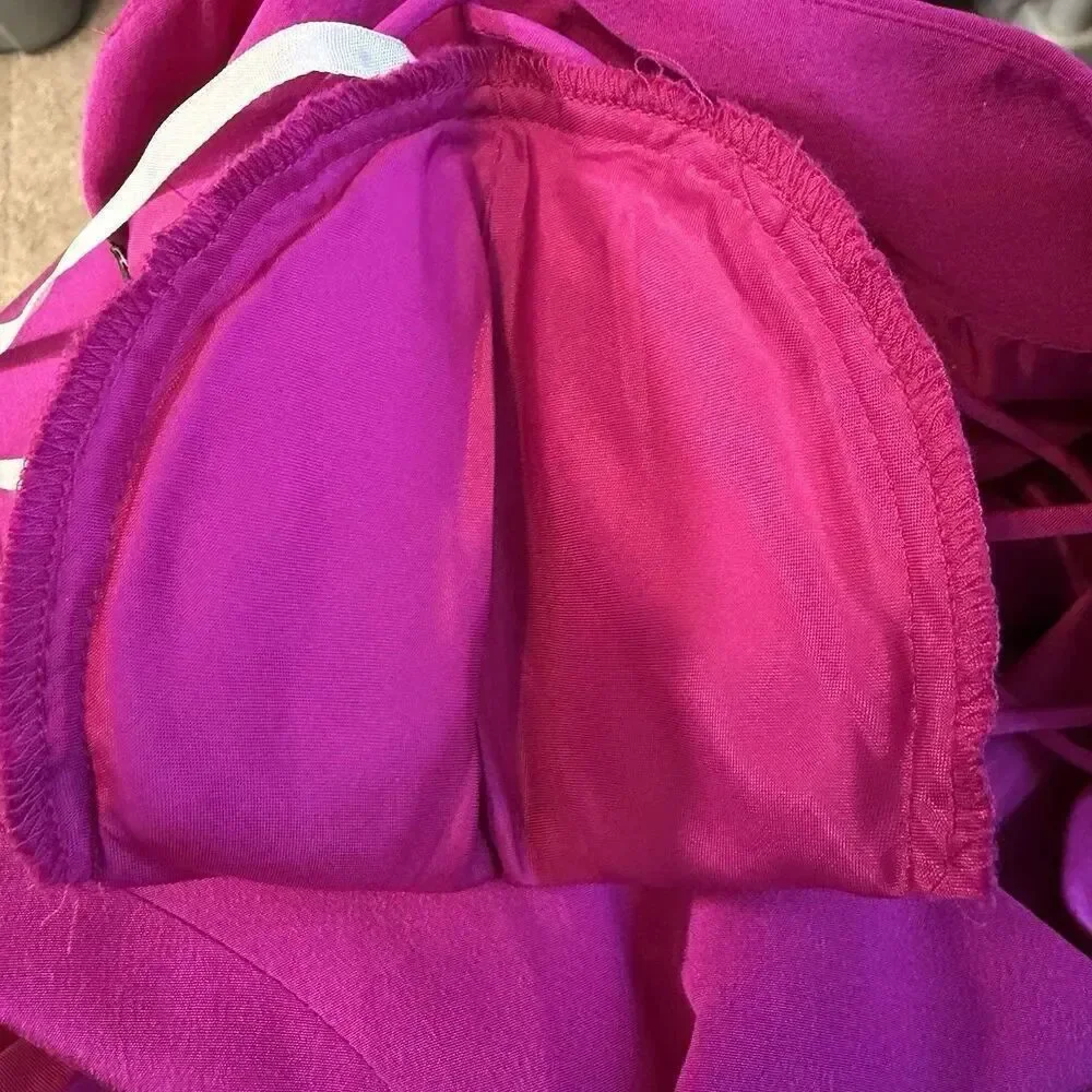 Vintage 90s Liz Claiborne Night Silk Maxi Dress Fuchsia Pink Size 8 Criss Cross